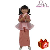 Baju Raya kurung baby girl [Peplum Lacey + [สีชมพูฝุ่น] rv