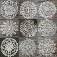 【CW】 NEW round embroidery placemat cup coaster kitchen wedding flower place mat cloth dish pad New Year doily