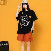 JC-New Jeans Matching Clothes 2023 Funny Rabbit Print Mens and Womens Cotton T-shirt