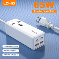 LDNIO 2500W Power Strip 65Wเครื่องชาร์จตั้งโต๊ะชาร์จ USB C แท่นชาร์จ5-In-1 USB C พร้อมตัวขยายเต้าเสียบไฟฟ้ากระแสสลับแถบป้องกันไฟกระชากสำหรับ MacBook Pro/air แล