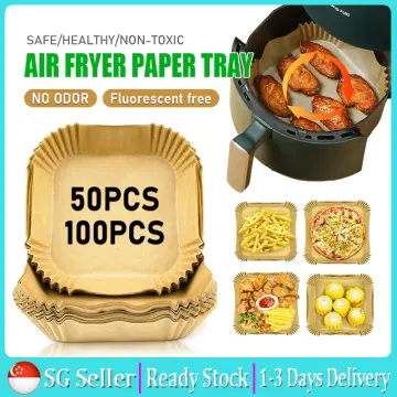 Air Fryer Disposable Paper Liner ,200pcs Square Non-Stick Air Fryer Paper Liners,Baking Paper Food Grade Parchment Oil-proof Water-proof Steamer Oil