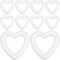 10pcs Heart Foam Wreath DIY Polystyrene Hollow Love Heart Party Floral Foam Ring Wedding Valentine Decoration