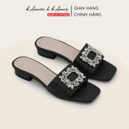 Guốc nữ đế vuông 2p đính đá quai ngang mũi vuông thời trang bAimée & bAmor