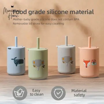1Pcs Baby Silicone Sippy Cups Toddler Feeding Straw Cups Baby Learning  Drinkware Spill Proof Food Container For Toddlers & Kids