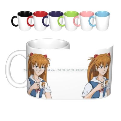 【High-end cups】 Asuka แก้วแก้วเซรามิกถ้วยกาแฟนมชาแก้ว E Vangelion Eva Gehirn Seele เมชาโลโก้สร้าง Shinji Ikari Asuka Langley Soryu