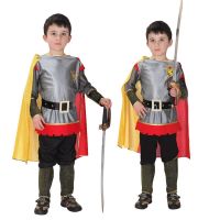 Carnival Medieval Roman Royal Knight Warrior With Cloak Cosplay Costume For Boy Girls Party European Soldier Hat