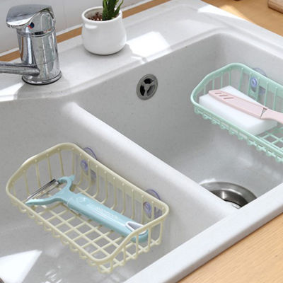 ที่เรียบง่ายอ่างล้างจานท่อระบายน้ำตะกร้าชั้นเก็บห้องครัวที่มีถ้วยดูดห้องน้ำชั้นตกแต่งบ้านออแกไนเซอร์ Gadgets ครัว