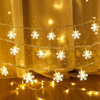 6M8M Christmas LED Garland Snowflake LED String Lights Fairy Lights Festoon LED Light Battery-operated New Year Decor 2021