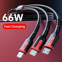 6A 3in1ซูเปอร์ชาร์จเคเบิลไมโคร USB Type-C ที่ชาร์จความเร็วสูง8ขา USB Type-C สายสำหรับข้อมูล iPhone 15 14 13 Samsung Xiaomi Huawei