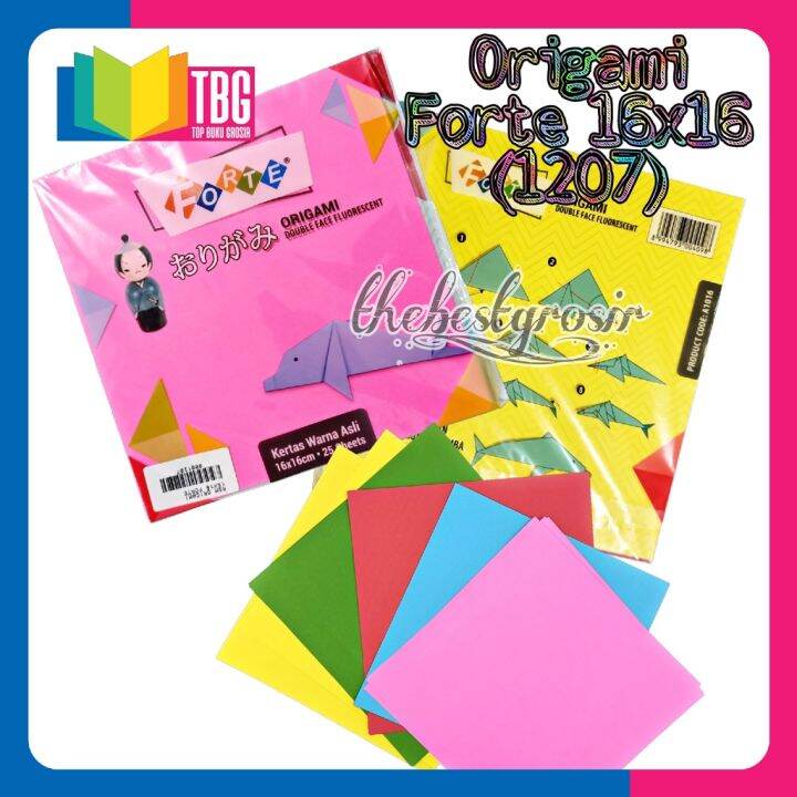 1 Pack 25 Lembar Origami 16 X 16 Forte Kertas Lipat 2 Sisi Warna