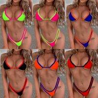 Sexy Fluorescent Bikini Set For Women Brazilian Swimsuit Female Lace Up Two Pieces Swimwear Beachwear Bathing Suit Biquini 2023