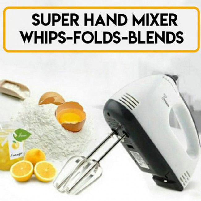 150W Hand Mixer Whisk With Chrome Beater, Dough Hook, 7 Speed and