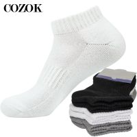 【jw】▽◎  Mens 3 Pairs Thick Basketball Ankle Terry Warm Color Cotton Short Socks Male Female