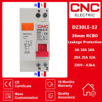 CNC DZ30LE-32 1P N 230V MCB เบรกเกอร์กระแสไฟตกค้างพร้อมระบบป้องกันการรั่วไหลของกระแสไฟเกินและกระแสไฟสั้น RCBO