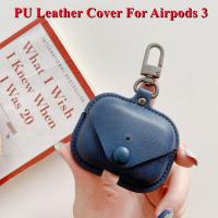 เคสมีสายรัดหนัง PU สุดหรูสำหรับหูฟังไร้สายแอร์พอด3ปกหนังนุ่มอุปกรณ์เสริมสำหรับหูฟัง Air Pods 3