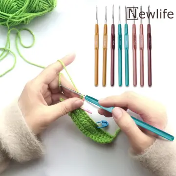 10pcs Small Size Lace Crochet Hooks (0.5-2.75mm), Ergonomic Crochet Hooks Set with Soft Grip Handle for Thread