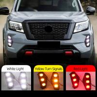 1 Set LED DRL Fog Lights for Nissan NAVARA NP300 2020 2021 2022 Fog Light Fog Lamp Cover Daytime Running Light turn signal