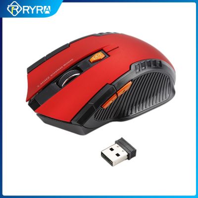 RYRA เมาส์สำหรับเล่นเกมส์ไร้สายพร้อมปุ่ม6ปุ่ม2.4กิกะเฮิร์ตซ์ตัวรับสัญญาณ USB ปรับได้1600DPI เมาส์สำหรับแล็ปท็อปเดสก์ท็อปอุปกรณ์เสริมสำหรับ Pc คอมพิวเตอร์
