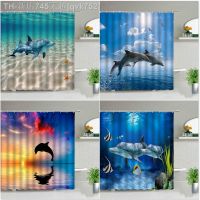 【CW】☼◄✓  Shower Curtains Seawater Sea Scenery Hanging Curtain With Hooks