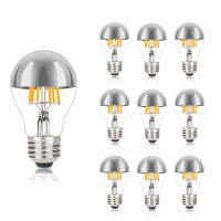 Dimmable Led Edison หลอดไฟ A19 E27 4W 220V เงินชามหยด Filaments หลอดไฟ Led Half Chrome A60 Crown Vintage โคมไฟ