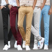 COD SDFGERTERT ?READY STOCK ? Spring autumn New Casual Pants Men Plain Cotton Slim Fit Chinos Fashion Trousers Male Brand Clothing Korean-Style Plus Size 28-38