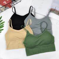 [ใหม่] CHRLEISURE ผู้หญิง39; S Tank Plus ขนาด Crop Tops Push Up Bra กีฬาชุดชั้นในยืดหยุ่นไม่มีรอยต่อ Bralette