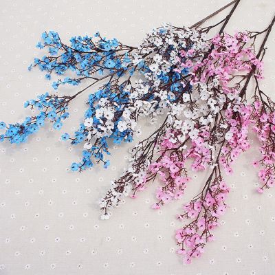 【CC】 pink cherry blossom plastic branch artificial silk flowers sakura for wedding home store decoration white fake dec