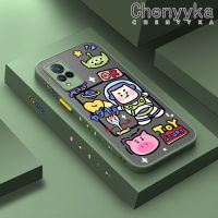 เคส Chenyyka สำหรับ VIVO V21 4G V21s V21 5G เคสการ์ตูนฉวัดเฉวียนน้ำหนักเบามีน้ำค้างแข็งโปร่งใสบางปีขอบสี่เหลี่ยมแข็งกันกระแทกรูปแบบปลอกซิลิโคนคลุมทั้งหมดป้องกันเคสนิ่ม