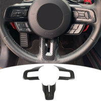 3pcs Steering Wheel Decorative Cover Trim Frame Sticker Sequin Carbon Fiber Interior Car Accessories For Ford Mustang 2015-2019