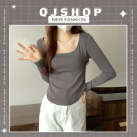 QJshop  พร้อมส่ง?เสื้อยืดแขนยาว เสื้อยืดผู้หญิงคอเหลี่ยมดีเทลดีงามมาก ดีเกิดคาดราคาดีอย่างคุ้ม รีบมาซื้อ?