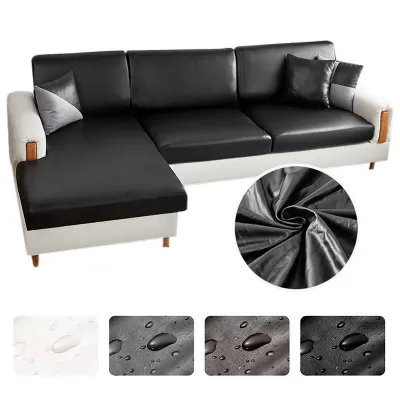 Luxury PU Faux-Leather Sofa Seat Cushion Cover Waterproof Removable Washable Slipcover Furniture Protector Couch Covers