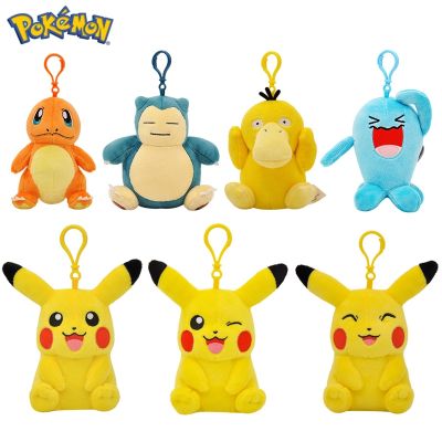 12cm Pokemon Toys Pikachu Plush Keychain Pendant Doll Anime Figures Pikachu Charmander Psyduck Wobbuffet Snorlax Kids Toy Gift