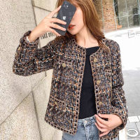 Winter Tweed Jacket Women O-Neck Long Sleeve Button Up High Street Vintage Elegant Harajuku Traf Coat Designer Ladeies