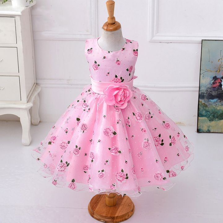 2023-summer-kids-dresses-for-girls-clothing-flower-toddler-girl-dress-pink-birthday-princess-dress-party-wedding-dress-2-3-year