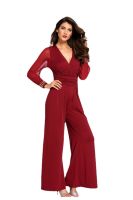 (ร้อน) Jumpsuit ผู้หญิง Elegant Office Laides บอดี้สูทแขนยาว Overalls เซ็กซี่สีดำ ชุดปาร์ตี้ Rompers พ. ขา Jumpsuits