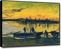 Zhfxbk Vincent Van Gogh สำเนาภาพวาดศิลปะบนผนังที่มีชื่อเสียง: Stevedores ใน Arles พิมพ์บนผ้าใบศิลปะบนผนังรูปภาพศิลปะสำหรับห้องนั่งเล่น Xcm กรอบสีดำ