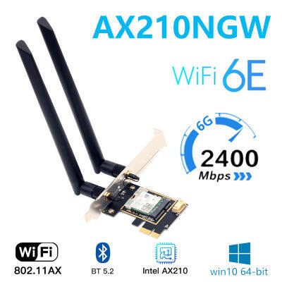 Desktop Wi-Fi 6 In AX210 PCIe WiFi Adapter Bluetooth 5.2 3000Mbps 802.11ax AX210NGW Wireless Wifi 6E Card Windows 10 Linux