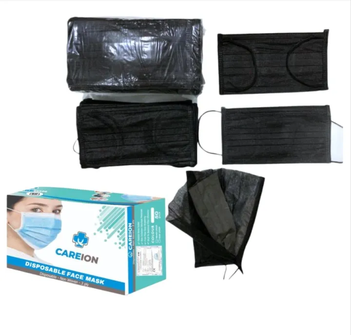 Masker 3 PLy Hitam 3ply Masker Earloop Hitam Isi 50 Masker Hitam Masker ...