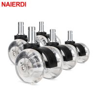 NAIERDI 5PCS Office Chair Caster Wheels 2inches Swivel PU Soft Safe Rollers Transparent Furniture Wheel for Furniture Hardware