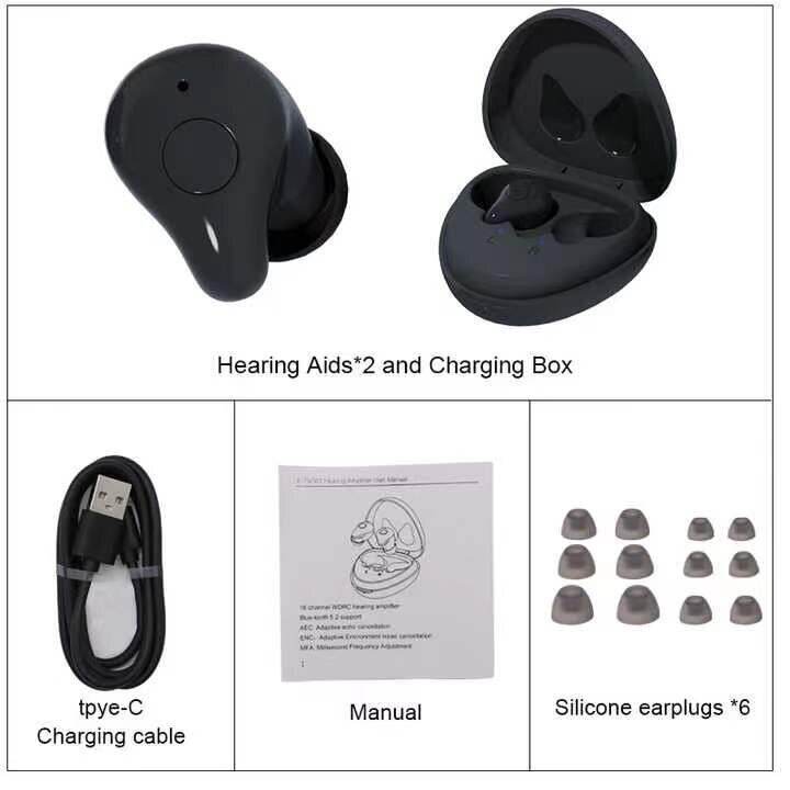 Bluetooth Hearing Aid Rechargeable Phone Connection Noise Reduce Sound