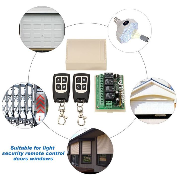 12v-4ch-channel-433mhz-wireless-remote-control-switch-integrated-circuit-with-2-transmitter-diy-replace-parts-tool-kits