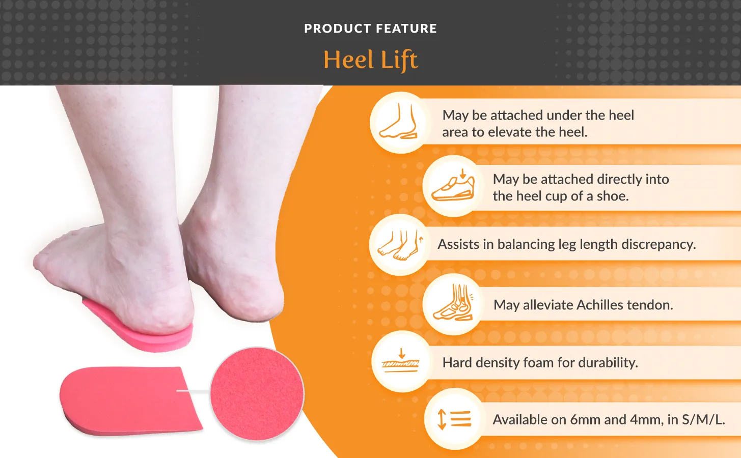 Ortho Active Adjust-A-Heel - Heel Lift Inserts | HaloHealthcare.com