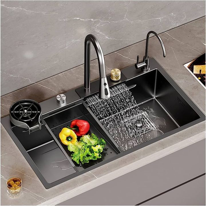 Sus 304 Stainless Kitchen Sink With Waterfalls Faucet Complete Set