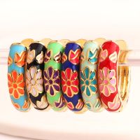 【YF】❆☢  Gold Filled Enamel Chunky Round Hoop Earrings Female Color Ear Buckle Jewelry for