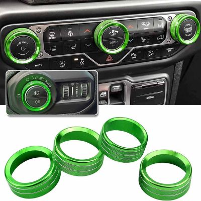 Climate Volume Knobs Ring Air Conditioner Headlight Switch Trim Cover for Jeep Wrangler JL Gladiator JT 2018-2021