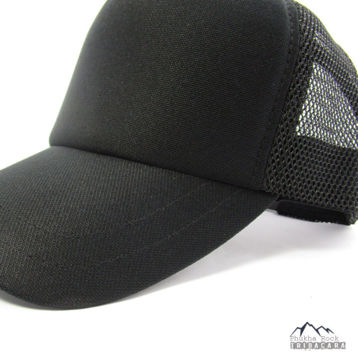 p03-หมวกแก๊ป-หมวกสีพื้น-หมวกสีดำ-ด้านหลังตาข่าย-ฟรีไซต์-ด้านหลังปรับได้