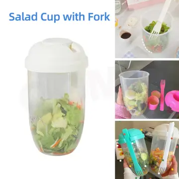 Portable Salad Cups With Lids And Fork Breakfast Oatmeal Cereal