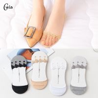 Summer women girl Silica Gel Lace Boat Socks Invisible Cotton Sole Non-slip Antiskid Slippers Anti-Slip Sock 1pair=2pcs ws193 Socks Tights