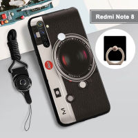 เคสสำหรับ Xiaomi นุ่มเรดมี่โน๊ต8เคสโทรศัพท์คลุมทั้งหมดกล่องทาสีป้องกันการตกกันรอยขีดข่วนฝามีที่ถือวงแหวนและเชือกสำหรับโทรศัพท์