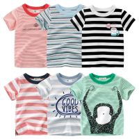 Summer T Shirt Boys Girls Fashion Short Sleeves T-shirt for Girl Striped Round Neck Top Tee Kids Clothes Wholesale